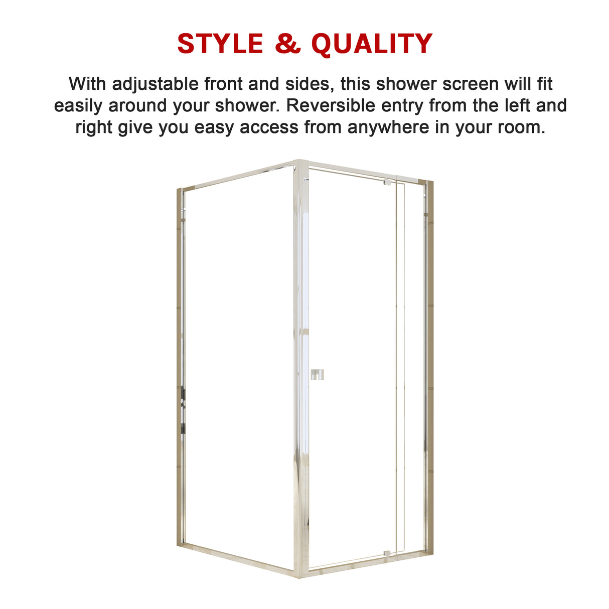 Semi Frameless Shower Screen (82~90)x 195cm & (98~101)x 195cm Side AS/NZS Glass