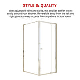 Semi Frameless Shower Screen (82~90)x 195cm & (98~101)x 195cm Side AS/NZS Glass