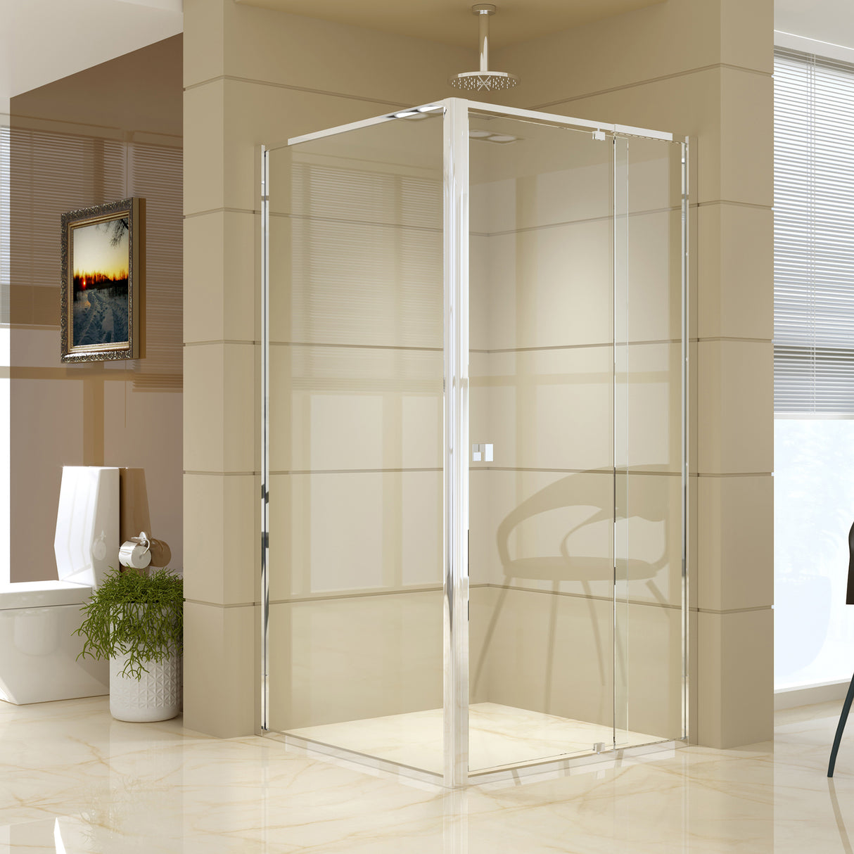 Semi Frameless Shower Screen (98~106)x 195cm & (98~101)x 195cm Side AS/NZS Glass