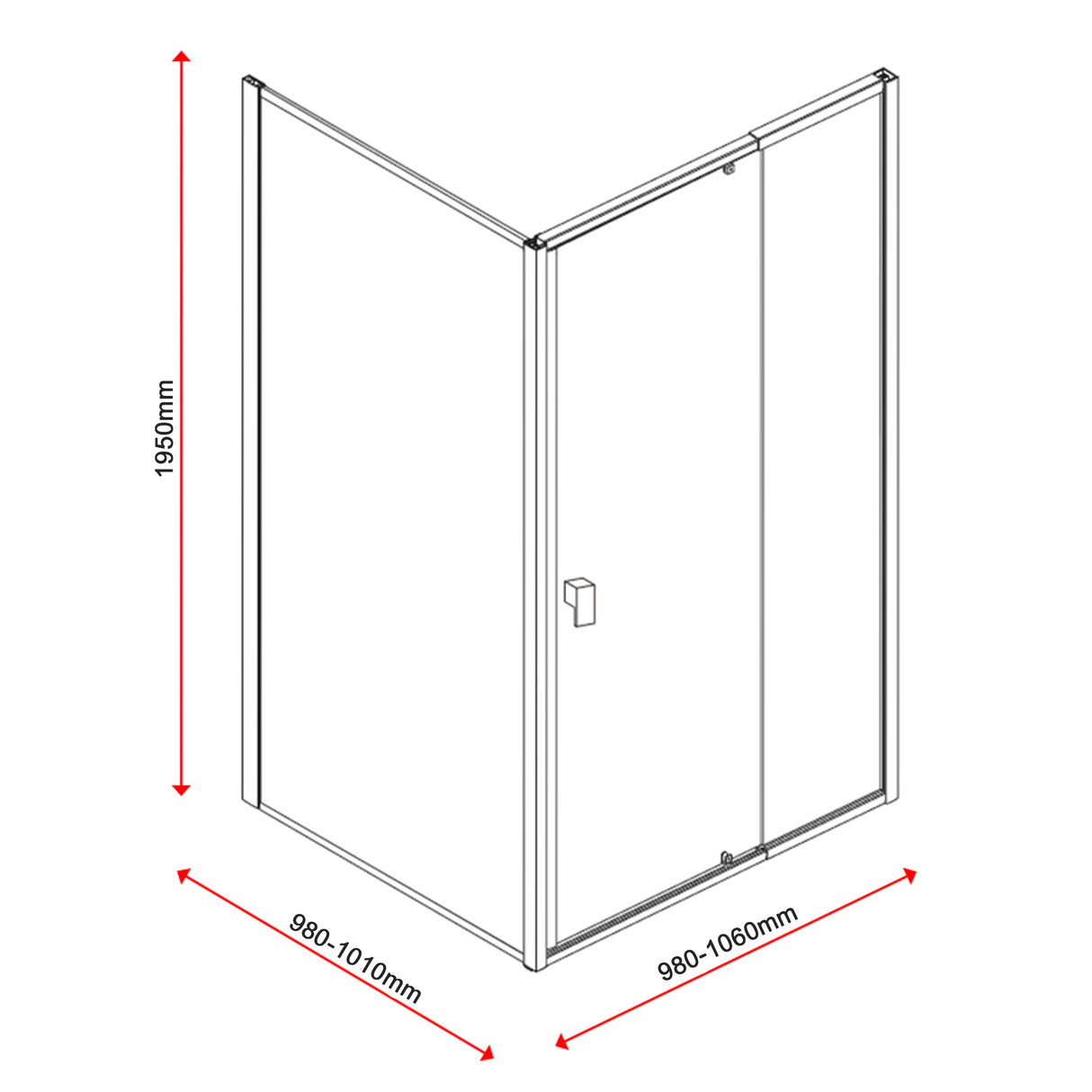 Semi Frameless Shower Screen (98~106)x 195cm & (98~101)x 195cm Side AS/NZS Glass
