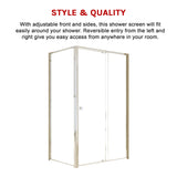 Semi Frameless Shower Screen (114~122)x 195cm & (98~101)x195cm Side AS/NZS Glass