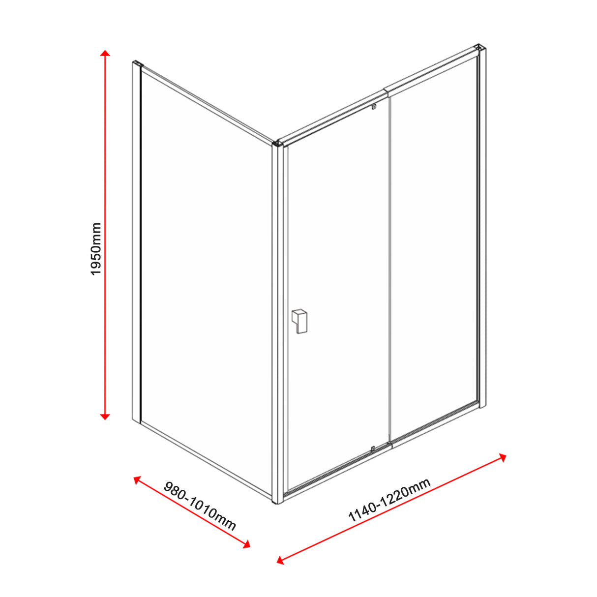 Semi Frameless Shower Screen (114~122)x 195cm & (98~101)x195cm Side AS/NZS Glass