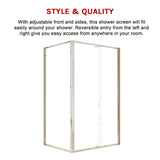 Semi Frameless Shower Screen (114~122)x 195cm & (89~92)x 195cm Side AS/NZS Glass - Close-Up Angle