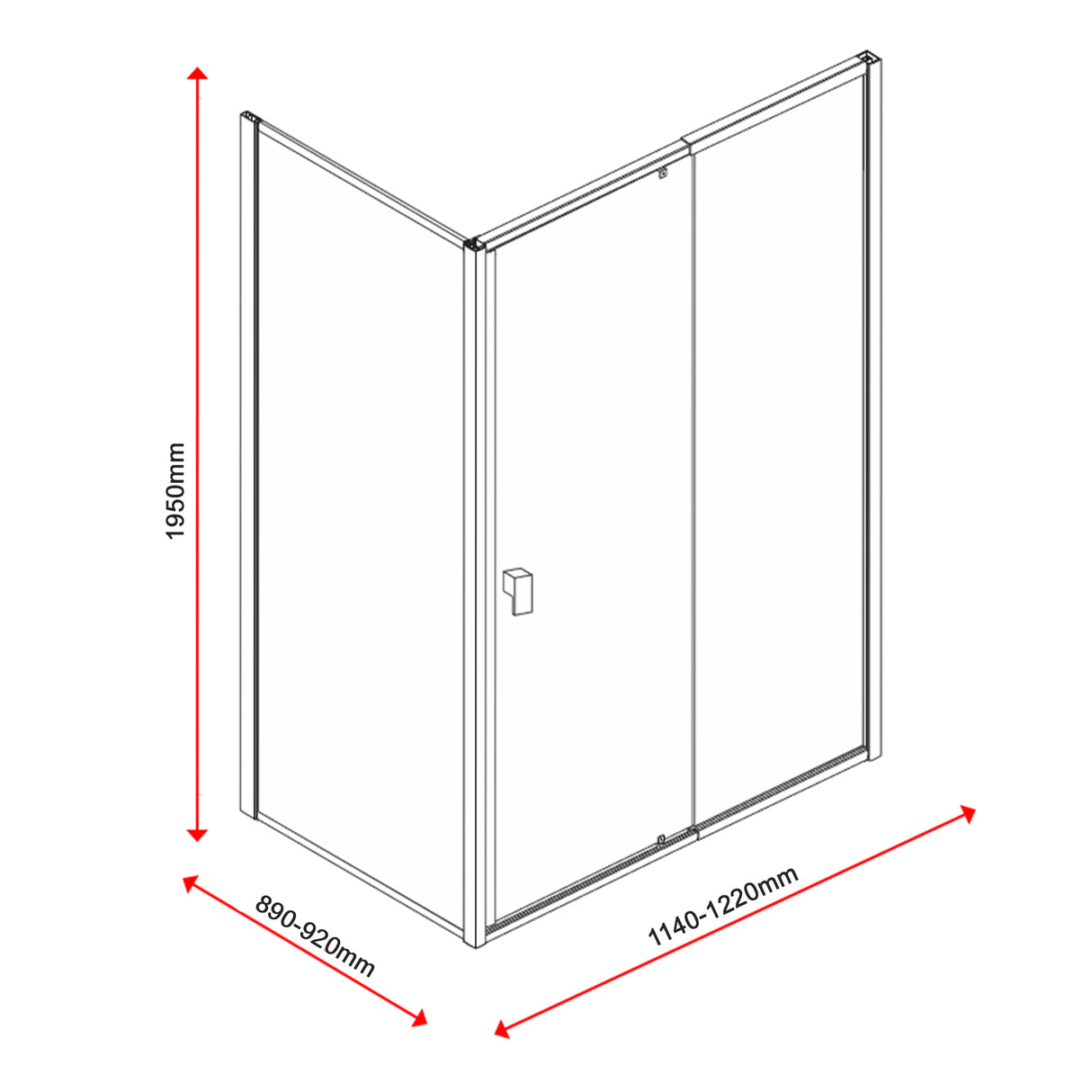 Semi Frameless Shower Screen (114~122)x 195cm & (89~92)x 195cm Side AS/NZS Glass