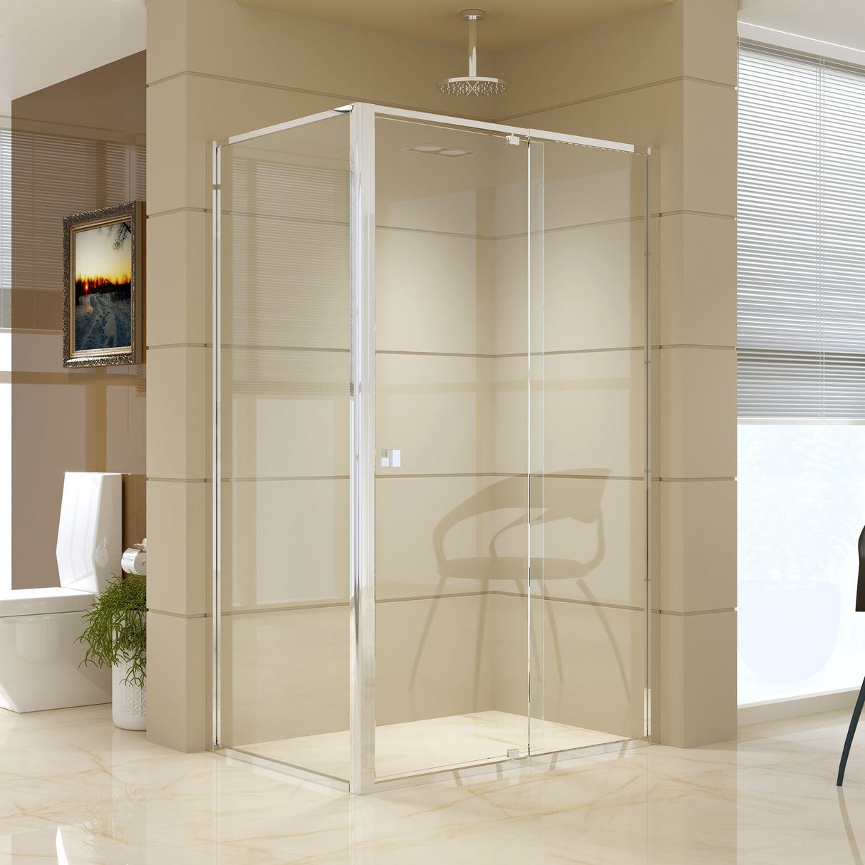 Semi Frameless Shower Screen (114~122)x 195cm & (77~80)x 195cm Side AS/NZS Glass