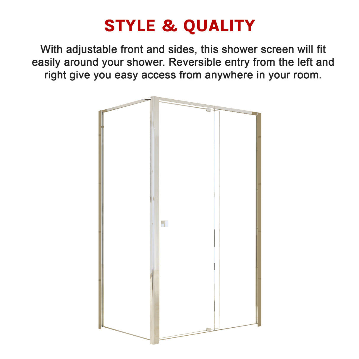 Semi Frameless Shower Screen (114~122)x 195cm & (77~80)x 195cm Side AS/NZS Glass