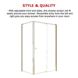 Semi Frameless Shower Screen (114~122)x 195cm & (77~80)x 195cm Side AS/NZS Glass - Close-Up Angle