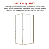 Semi Frameless Shower Screen (98~106)x 195cm & (77~80)x 195cm Side AS/NZS Glass - Close-Up Angle