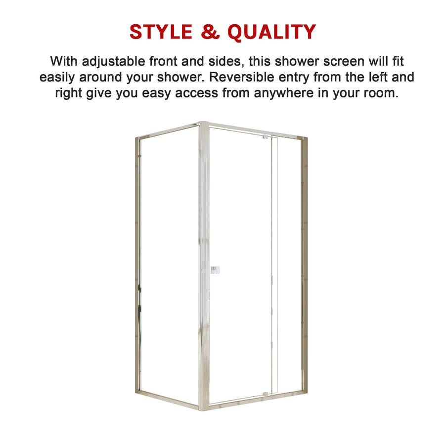 Semi Frameless Shower Screen (98~106)x 195cm & (77~80)x 195cm Side AS/NZS Glass