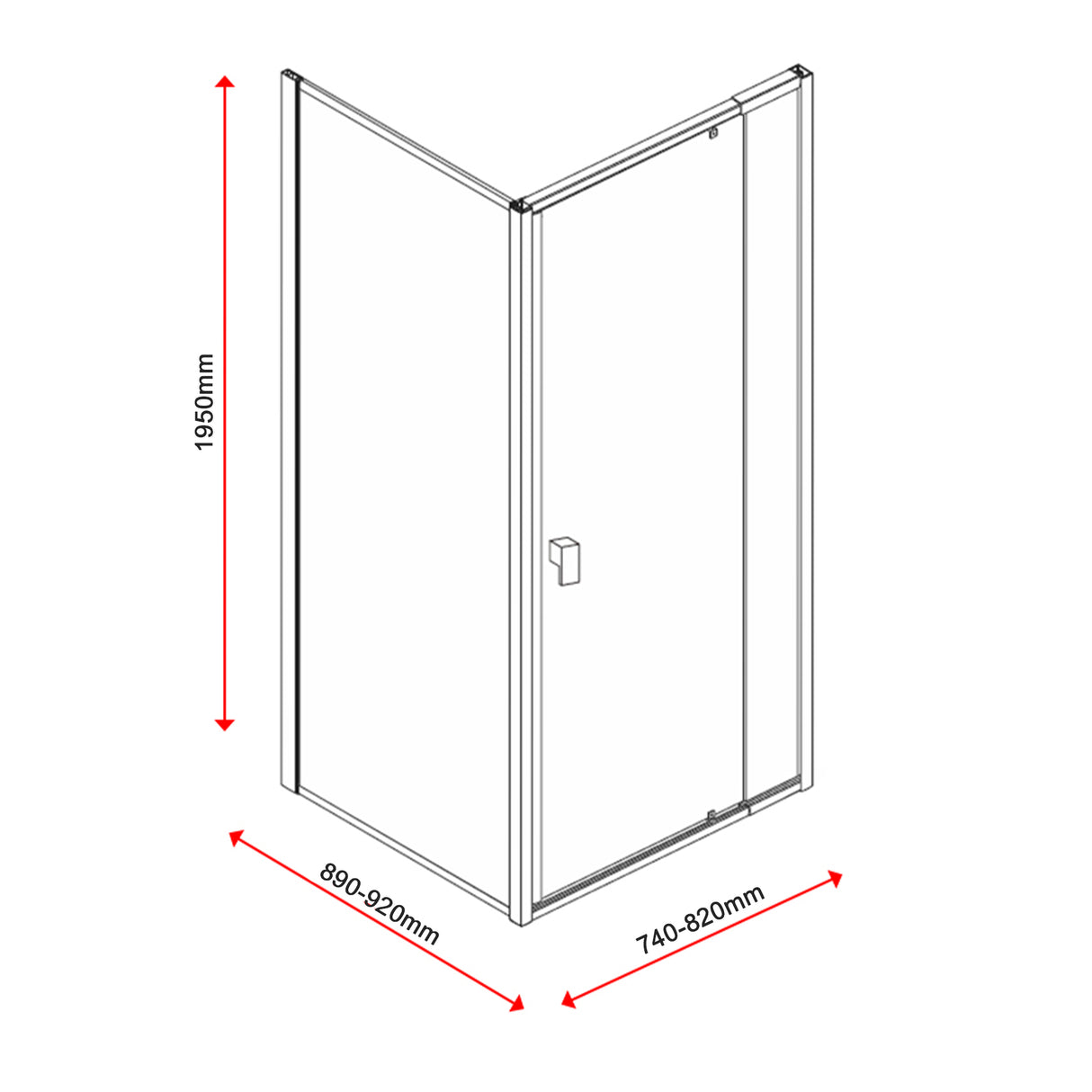 Semi Frameless Shower Screen (74~82)x 195cm & (89~92)x 195cm Side AS/NZS Glass
