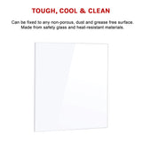 Toughened 90cm x 75cm White Glass Kitchen Splashback