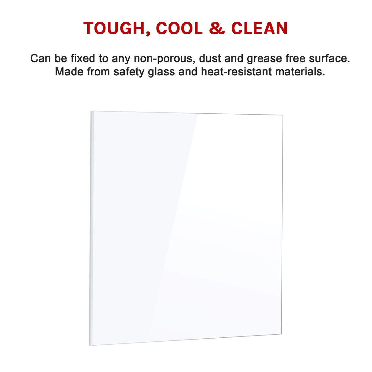 Toughened 60cm x 75cm White Glass Kitchen Splashback