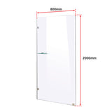 800 x 2000mm Frameless 10mm Safety Glass Shower Screen - Rear View
