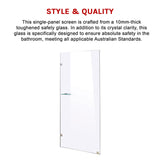 800 x 2100mm Frameless 10mm Safety Glass Shower Screen - 45-Degree Angle