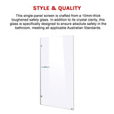 900 x 2000mm Frameless 10mm Safety Glass Shower Screen - 45-Degree Angle