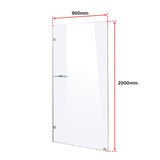 900 x 2000mm Frameless 10mm Safety Glass Shower Screen - Rear View