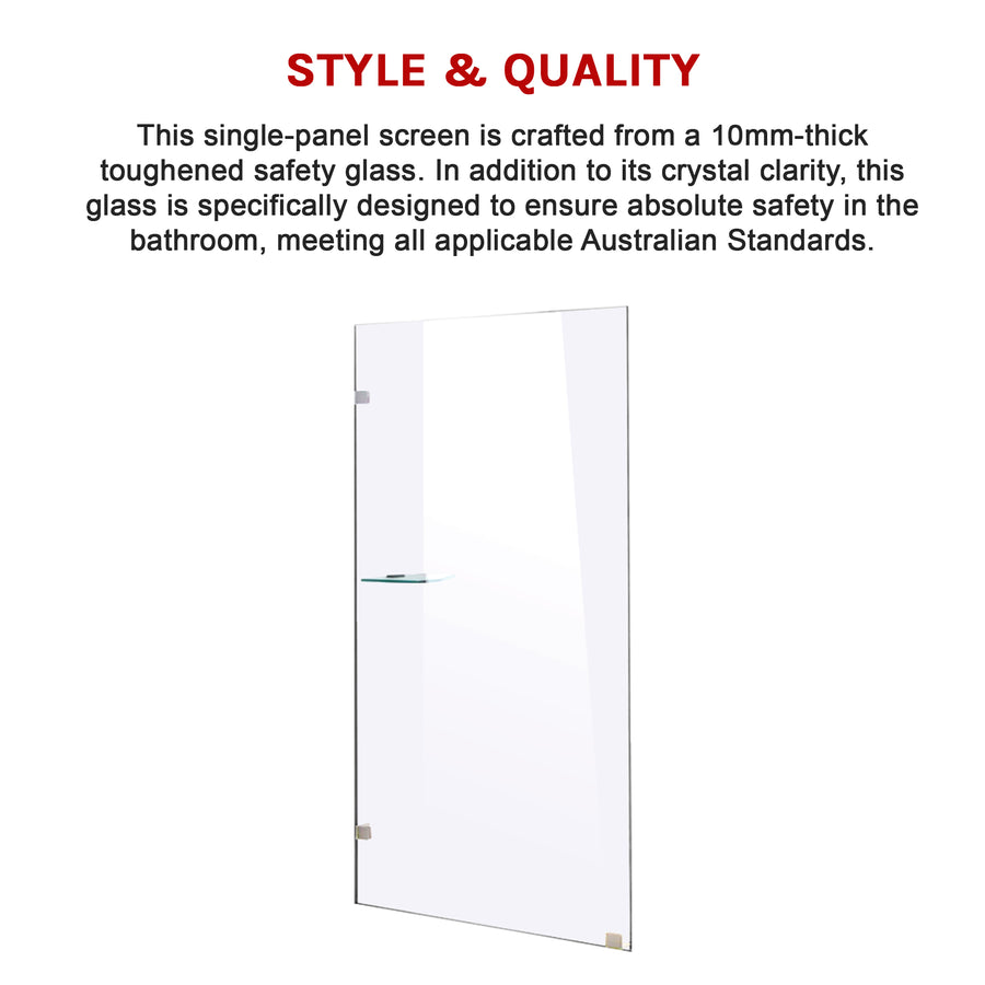 900 x 2100mm Frameless 10mm Safety Glass Shower Screen