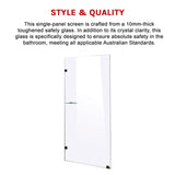800 x 2000mm Frameless 10mm Safety Glass Shower Screen - 45-Degree Angle