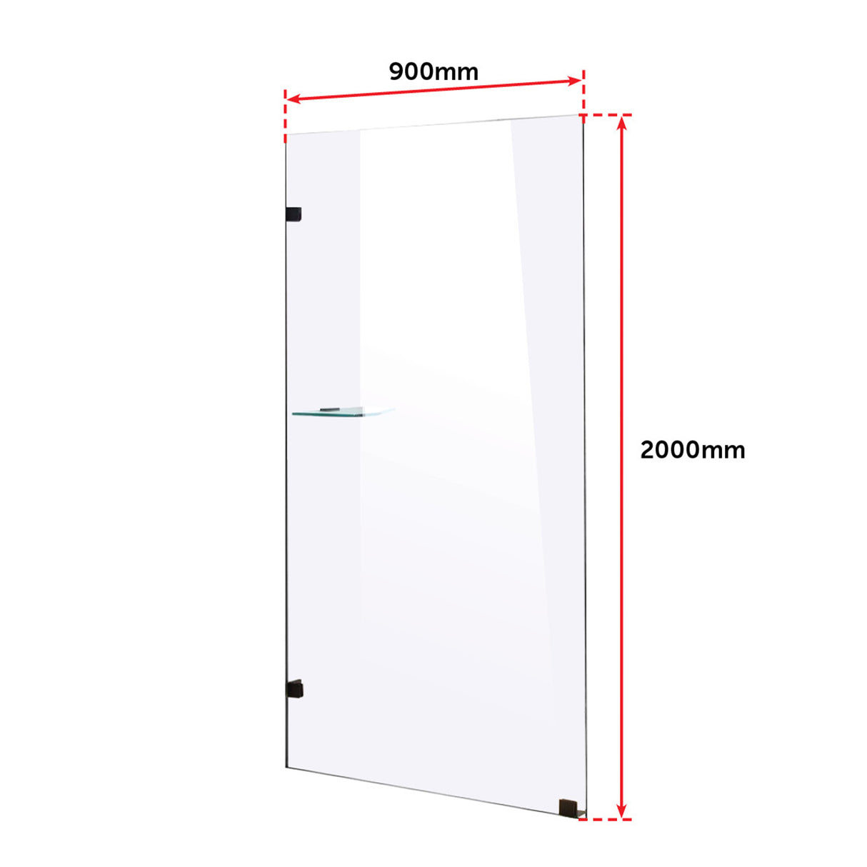 900 x 2000mm Frameless 10mm Safety Glass Shower Screen