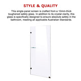 900 x 2100mm Frameless 10mm Safety Glass Shower Screen - 45-Degree Angle