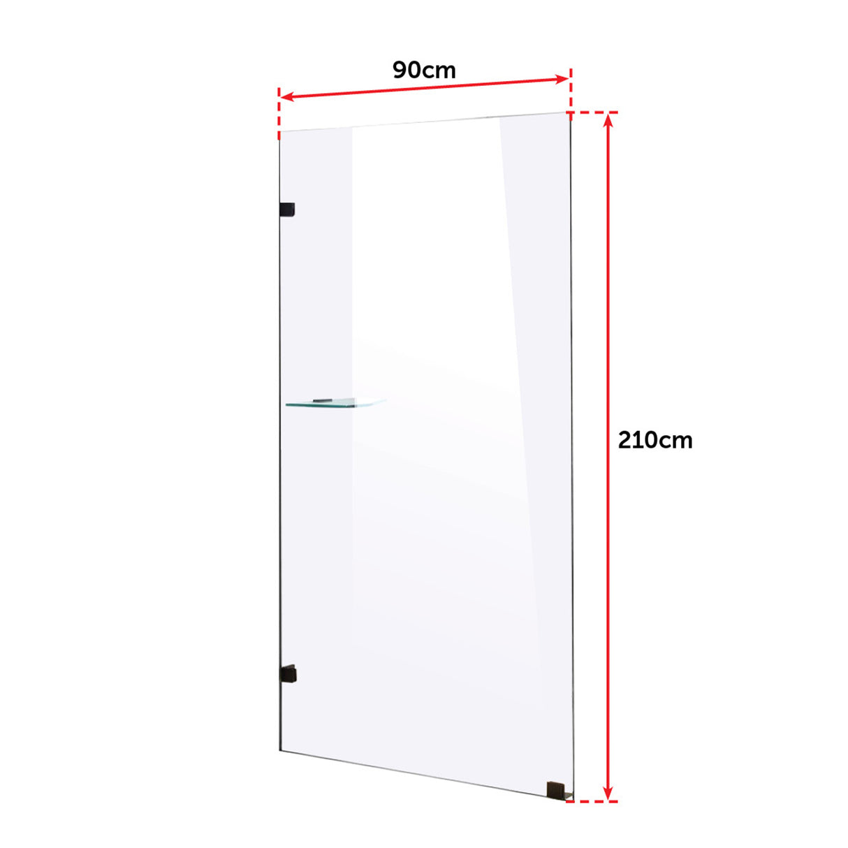 900 x 2100mm Frameless 10mm Safety Glass Shower Screen