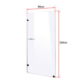 900 x 2100mm Frameless 10mm Safety Glass Shower Screen - Rear View