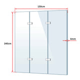 3 Fold Chrome Folding Bath Shower Screen Door Panel 1300mm x 1400mm - Extra Image