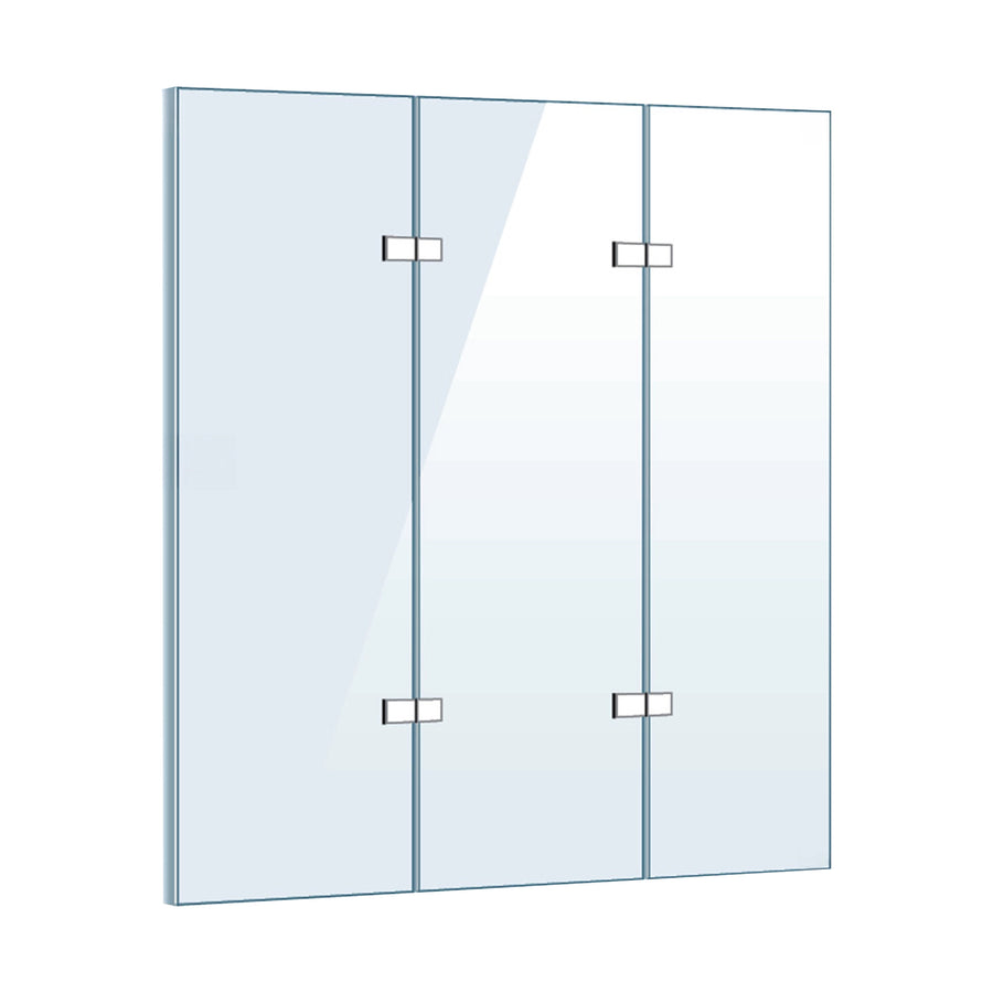 3 Fold Chrome Folding Bath Shower Screen Door Panel 1300mm x 1400mm