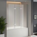 3 Fold Chrome Folding Bath Shower Screen Door Panel 1300mm x 1400mm - Top-Down View