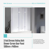 3 Fold Chrome Folding Bath Shower Screen Door Panel 1300mm x 1400mm - Close-Up Angle