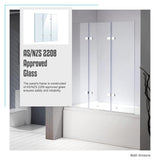 3 Fold Chrome Folding Bath Shower Screen Door Panel 1300mm x 1400mm