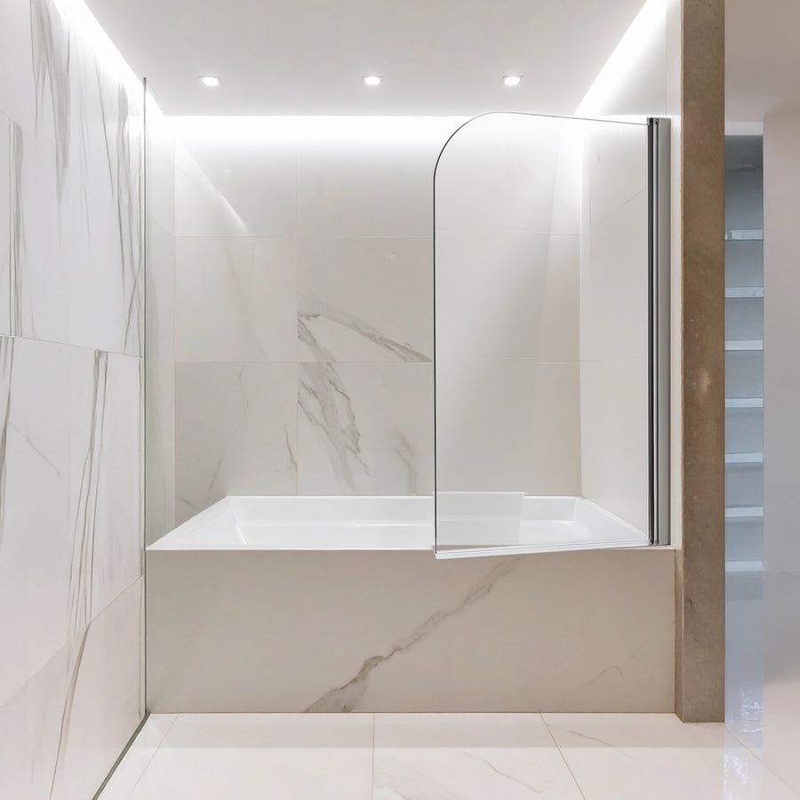 180 Degree Pivot Door 6mm Safety Glass Bath Shower Screen 800x1400mm By Della Francesca