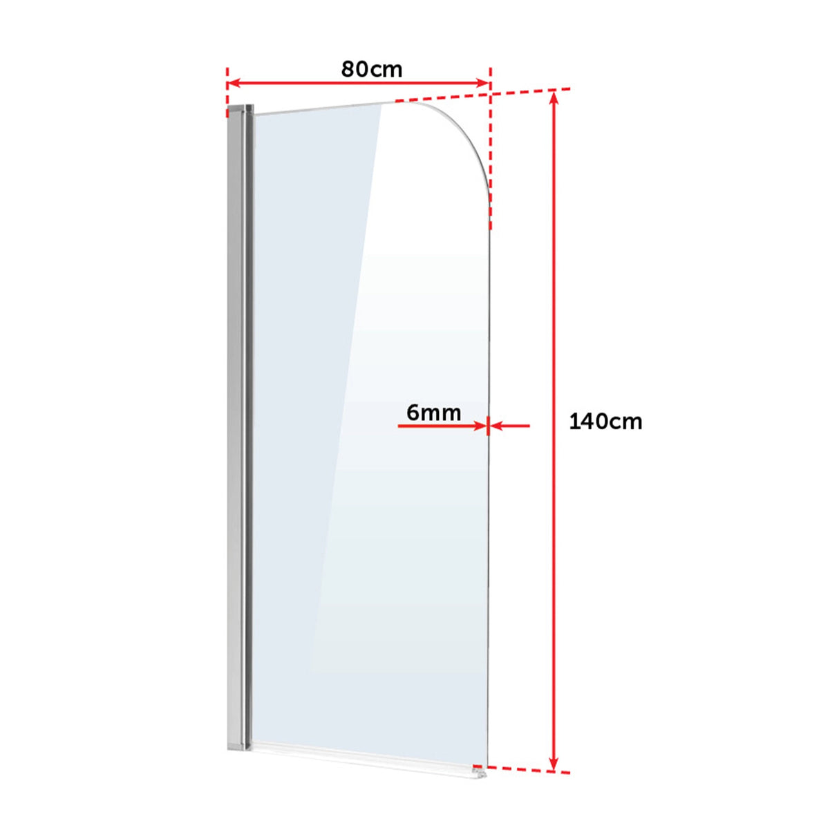 180 Degree Pivot Door 6mm Safety Glass Bath Shower Screen 800x1400mm By Della Francesca