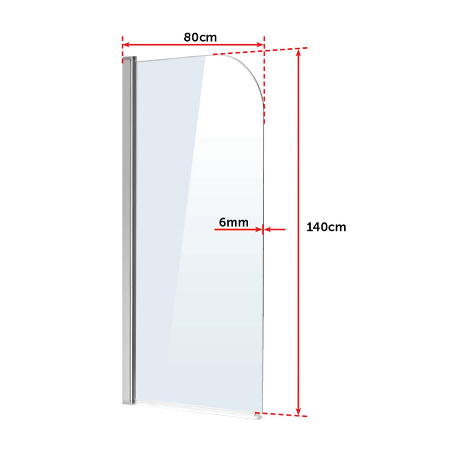 180 Degree Pivot Door 6mm Safety Glass Bath Shower Screen 800x1400mm By Della Francesca