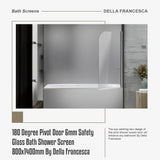180 Degree Pivot Door 6mm Safety Glass Bath Shower Screen 800x1400mm By Della Francesca - Low Angle
