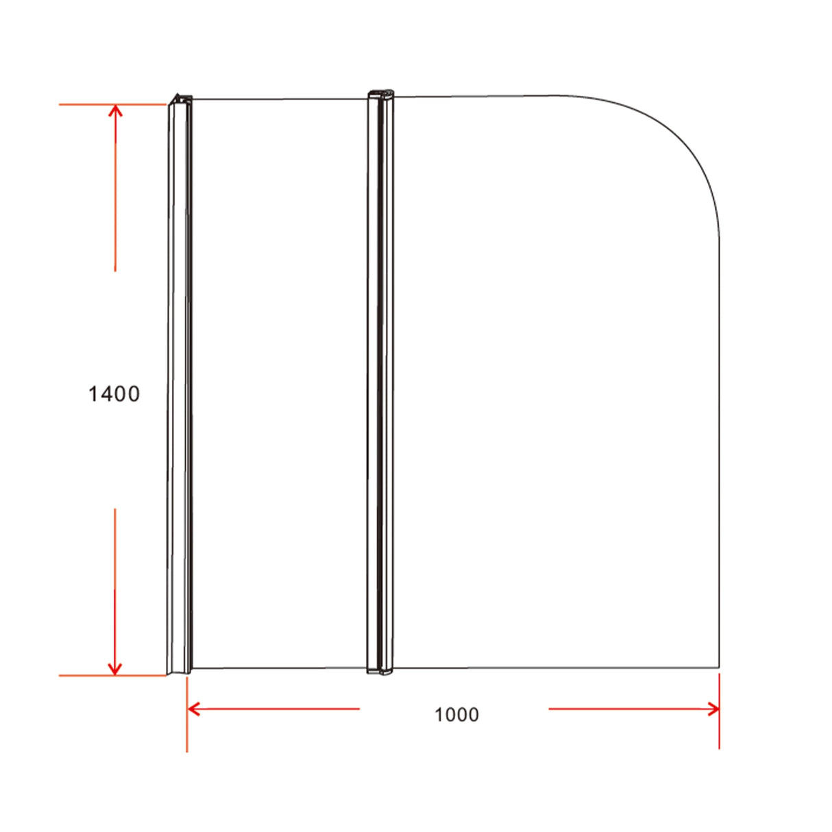 180 Degree Pivot Door 6mm Safety Glass Bath Shower Screen 1000x1400mm By Della Francesca
