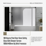 180 Degree Pivot Door 6mm Safety Glass Bath Shower Screen 1000x1400mm By Della Francesca