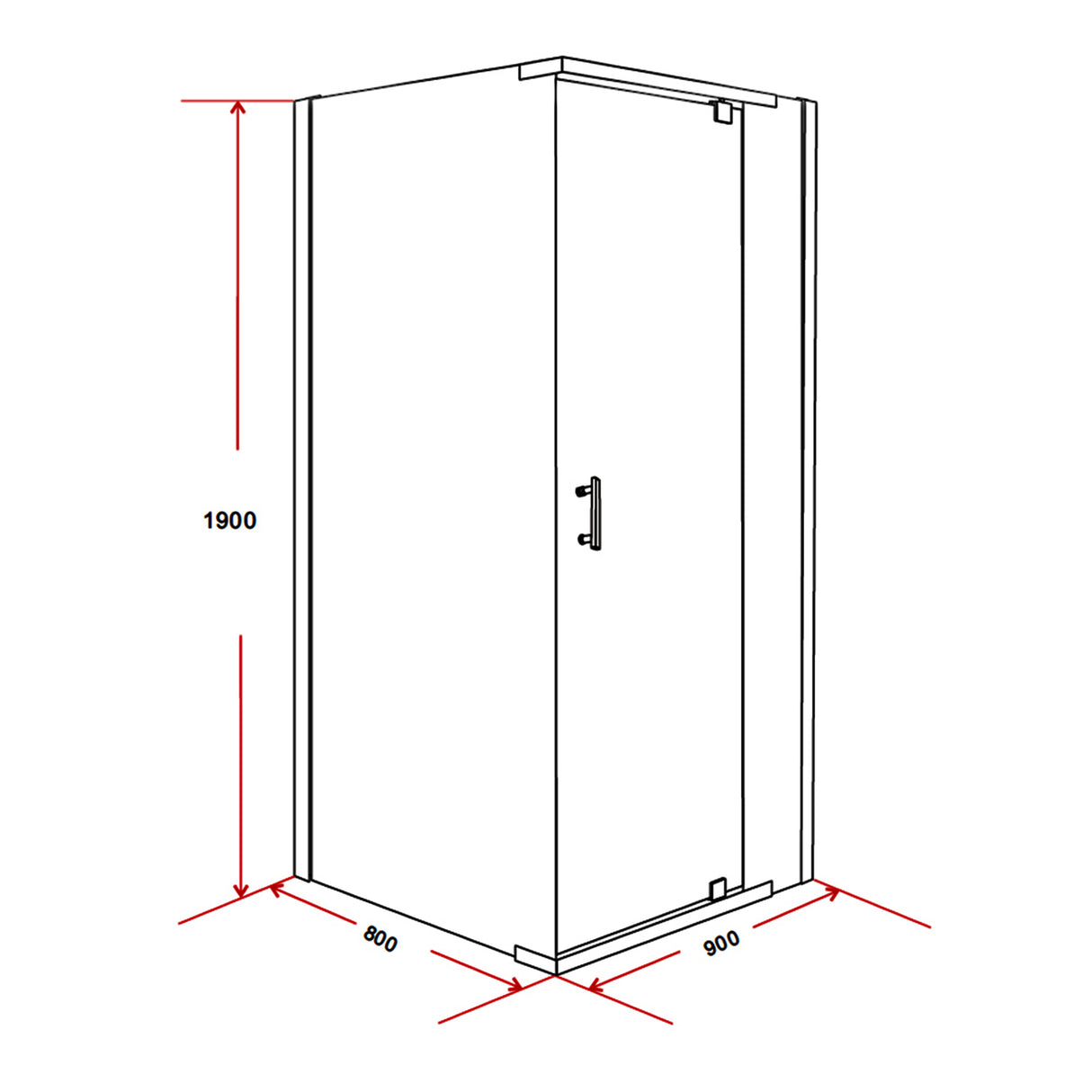 Shower Screen 900x800x1900mm Framed Safety Glass Pivot Door By Della Francesca