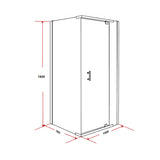 Shower Screen 1000x700x1900mm Framed Safety Glass Pivot Door By Della Francesca - Rear View
