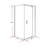 Shower Screen 1000x800x1900mm Framed Safety Glass Pivot Door By Della Francesca - Rear View