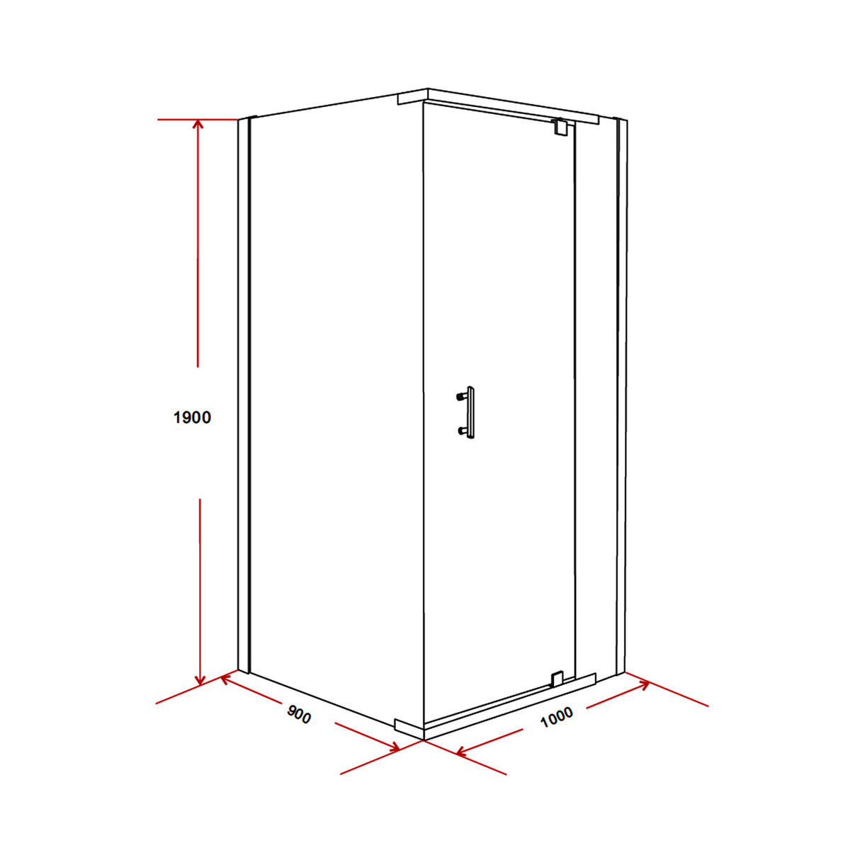Shower Screen 1000x900x1900mm Framed Safety Glass Pivot Door By Della Francesca
