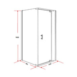 Shower Screen 1000x900x1900mm Framed Safety Glass Pivot Door By Della Francesca - Rear View