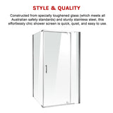Shower Screen 1200x700x1900mm Framed Safety Glass Pivot Door By Della Francesca - 45-Degree Angle