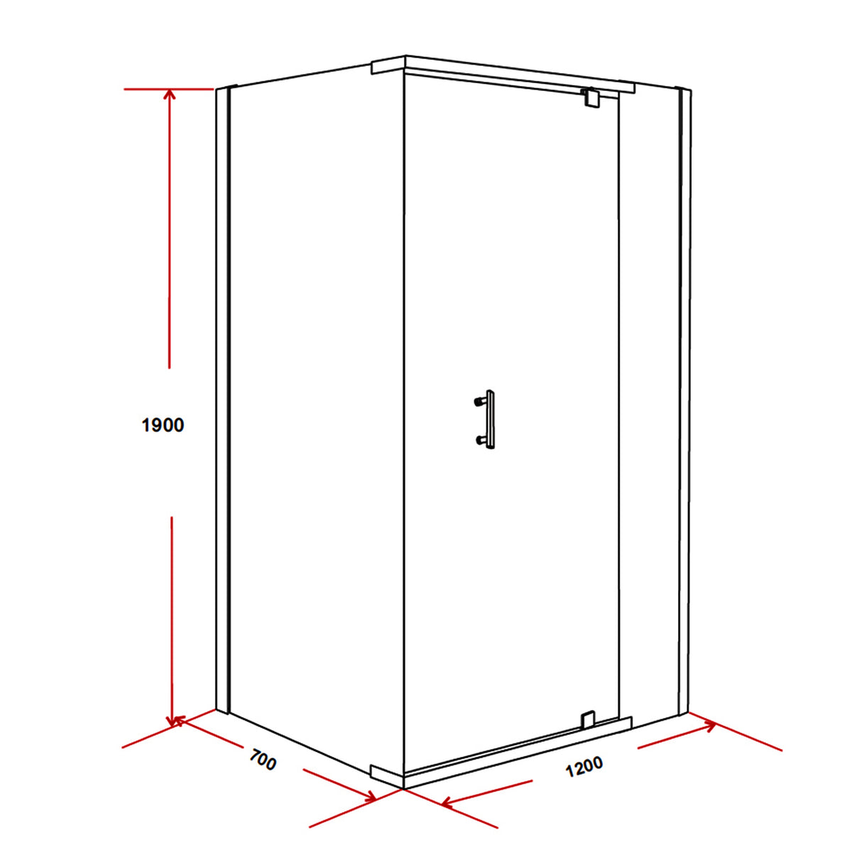 Shower Screen 1200x700x1900mm Framed Safety Glass Pivot Door By Della Francesca