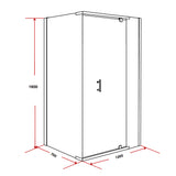 Shower Screen 1200x700x1900mm Framed Safety Glass Pivot Door By Della Francesca - Rear View