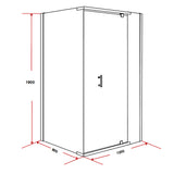 Shower Screen 1200x800x1900mm Framed Safety Glass Pivot Door By Della Francesca - Rear View