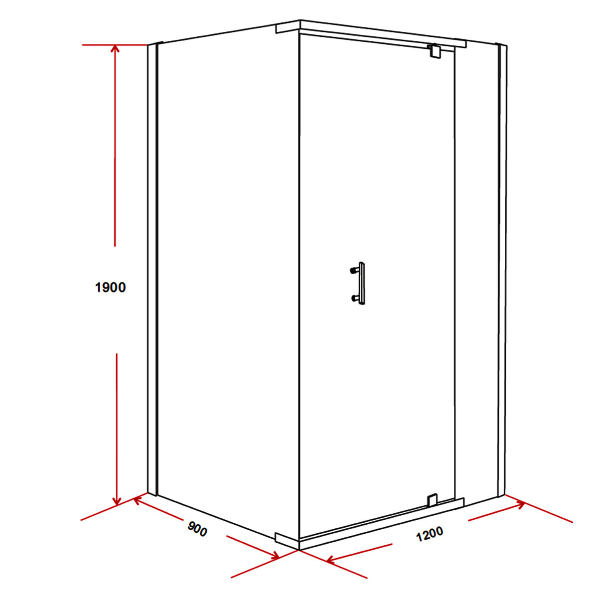 Shower Screen 1200x900x1900mm Framed Safety Glass Pivot Door By Della Francesca