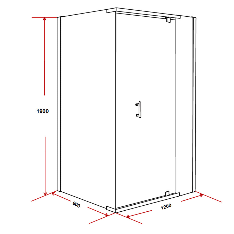 Shower Screen 1200x900x1900mm Framed Safety Glass Pivot Door By Della Francesca