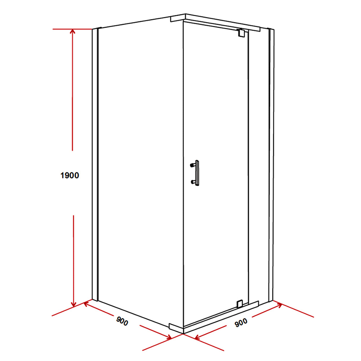 Shower Screen 900x900x1900mm Framed Safety Glass Pivot Door By Della Francesca