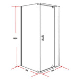 Shower Screen 900x900x1900mm Framed Safety Glass Pivot Door By Della Francesca - Low Angle